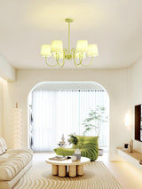 Matcha Green Pleated Fabric Chandelier Modern Multi Head Pendant Ceiling Light