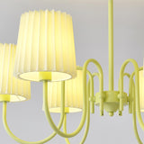 Matcha Green Pleated Fabric Chandelier Modern Multi Head Pendant Ceiling Light