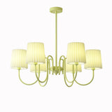Matcha Green Pleated Fabric Chandelier Modern Multi Head Pendant Ceiling Light