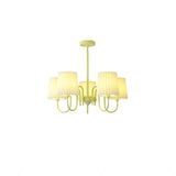 Matcha Green Pleated Fabric Chandelier Modern Multi Head Pendant Ceiling Light