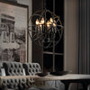 Matte Black Metal Birdcage Chandelier Retro Industrial Candlestick Pendant Light for Dining Room