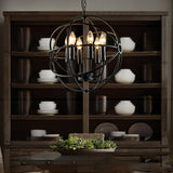 Matte Black Metal Birdcage Chandelier Retro Industrial Candlestick Pendant Light for Dining Room