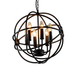 Matte Black Metal Birdcage Chandelier Retro Industrial Candlestick Pendant Light for Dining Room