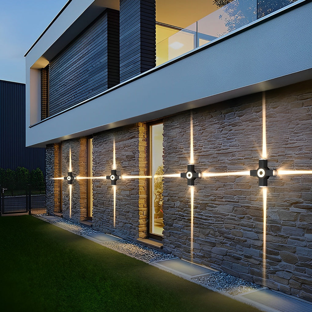 Matte Black Outdoor LED Wall Washer Light Up and Down Waterproof Aluminum Sconce