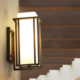 Matte Black Square LED Outdoor Wall Lamp Waterproof Retro Exterior Sconce for Porch and Patio