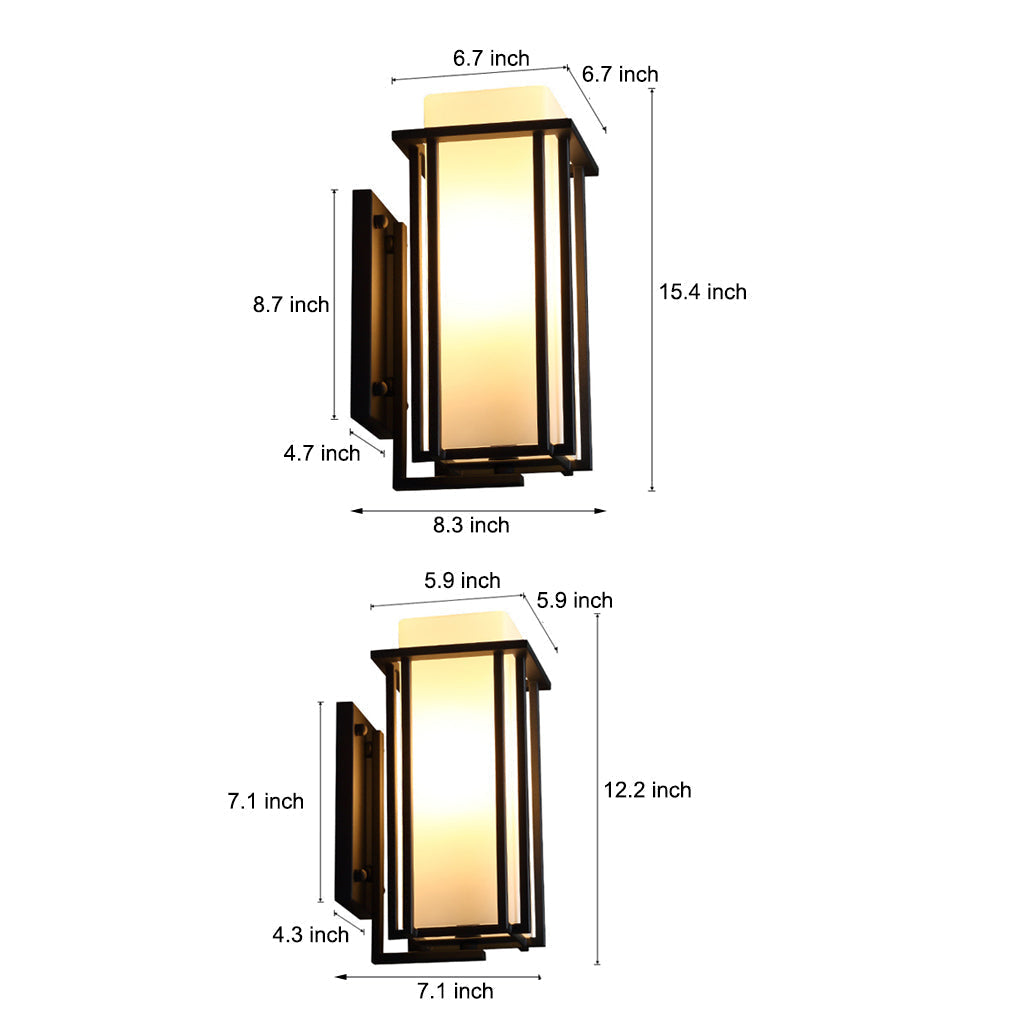Matte Black Square LED Outdoor Wall Lamp Waterproof Retro Exterior Sconce for Porch and Patio