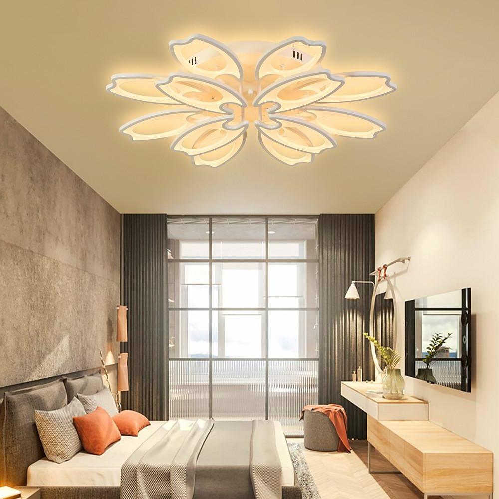 Modern Flower Petal LED Flush Mount Ceiling Light Dimmable White Petal Design Fixture
