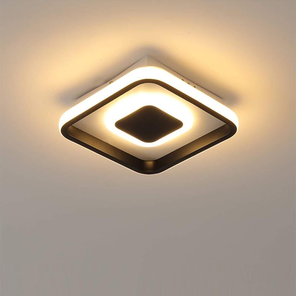 Modern Black Dual Square LED Flush Mount Ceiling Light for Hallway and Kitchen