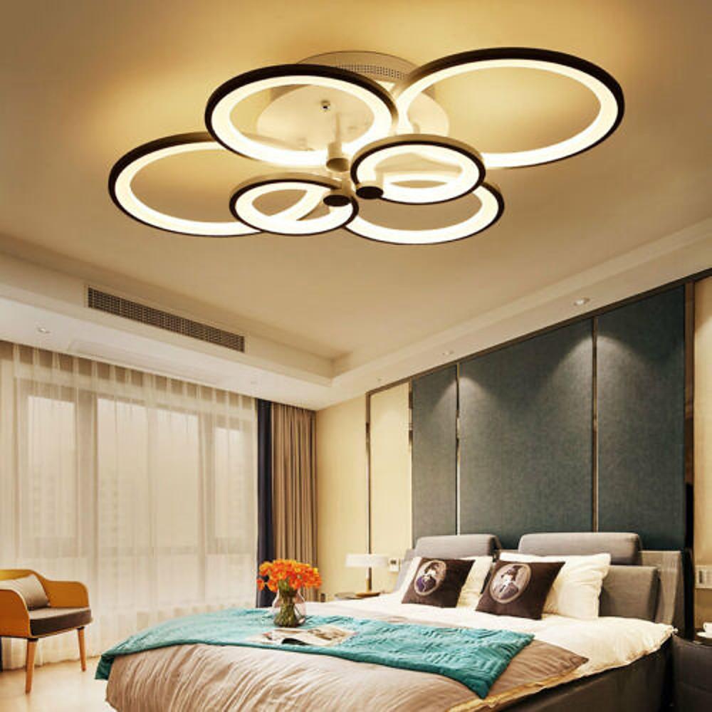 Modern Multi Ring LED Flush Mount Ceiling Light Dimmable Geometric Chandelier for Living Room