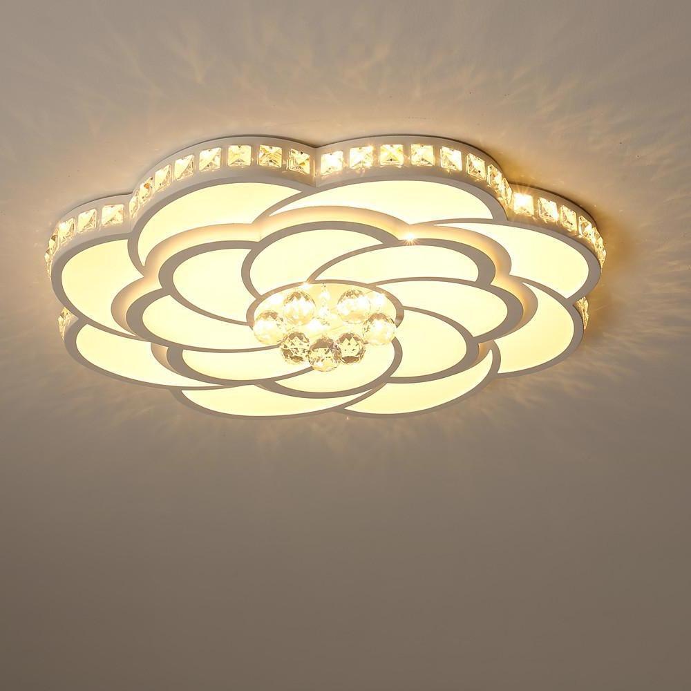 Modern Flower Swirl LED Flush Mount Ceiling Light Metal Acrylic Petal Fixture for Bedroom