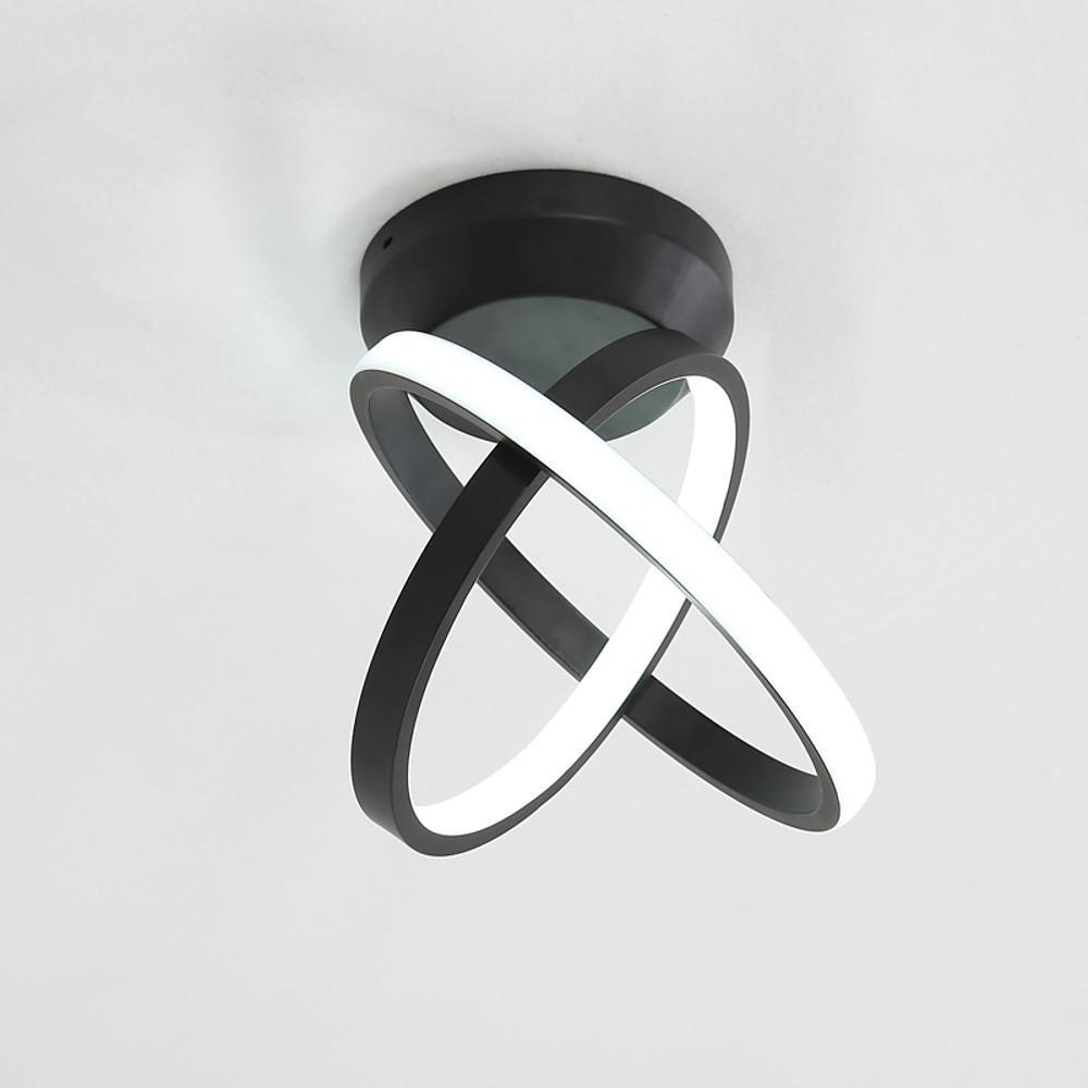 Modern Geometric Interlocking Ring LED Ceiling Light Black Flush Mount Fixture for Bedroom