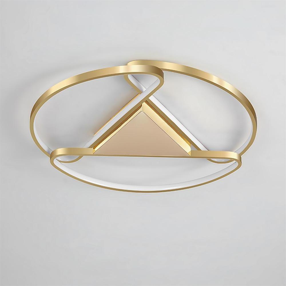 Modern Gold Geometric LED Ceiling Light Fixture Low Profile Flush Mount for Bedroom