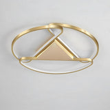 Modern Gold Geometric LED Ceiling Light Fixture Low Profile Flush Mount for Bedroom