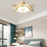 Mediterranean Nautical Rudder LED Ceiling Light for Kids Bedroom High Transmittance Acrylic Fixture