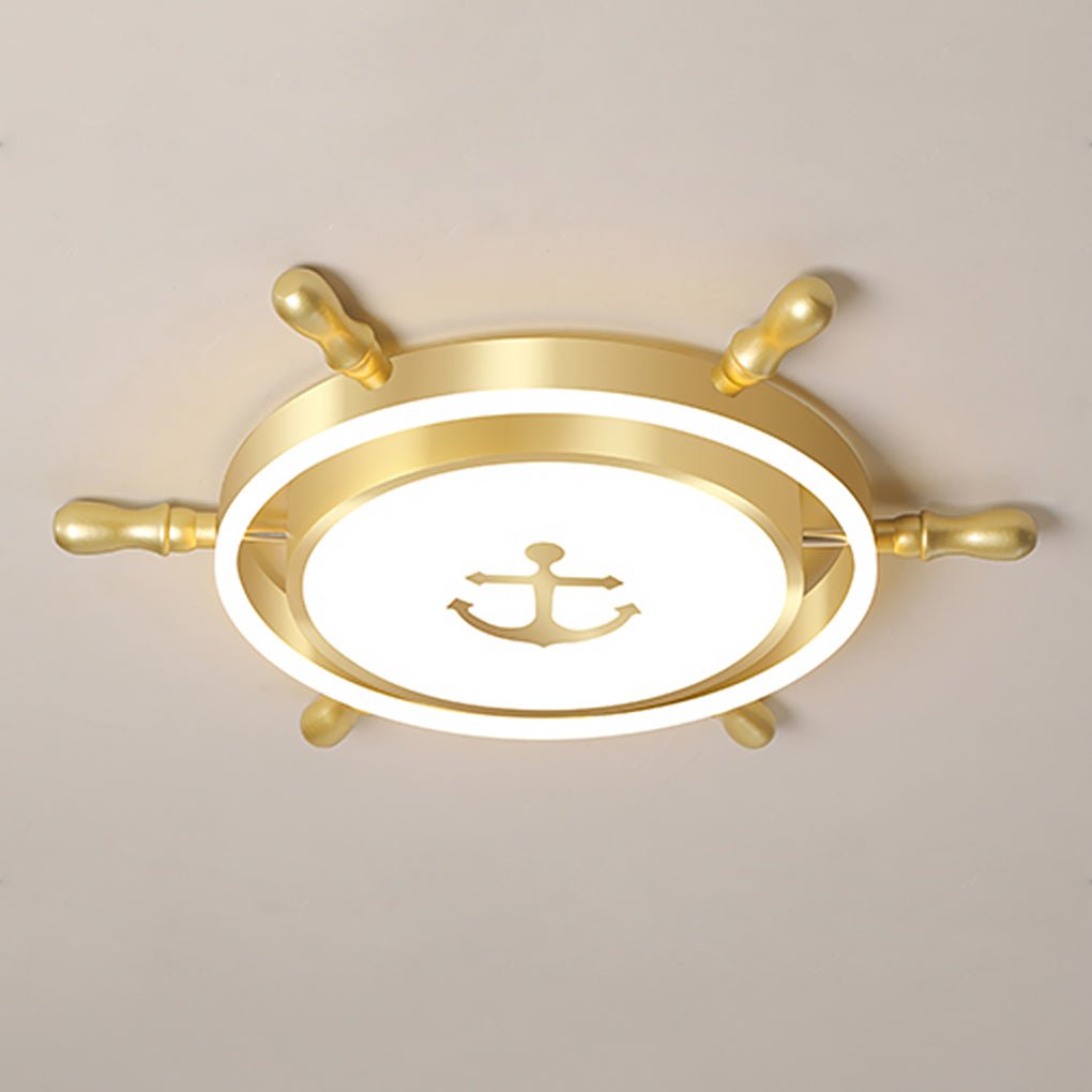 Mediterranean Nautical Rudder LED Ceiling Light for Kids Bedroom High Transmittance Acrylic Fixture