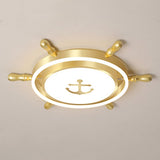 Mediterranean Nautical Rudder LED Ceiling Light for Kids Bedroom High Transmittance Acrylic Fixture