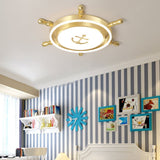 Mediterranean Nautical Rudder LED Ceiling Light for Kids Bedroom High Transmittance Acrylic Fixture