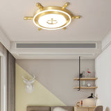 Mediterranean Nautical Rudder LED Ceiling Light for Kids Bedroom High Transmittance Acrylic Fixture