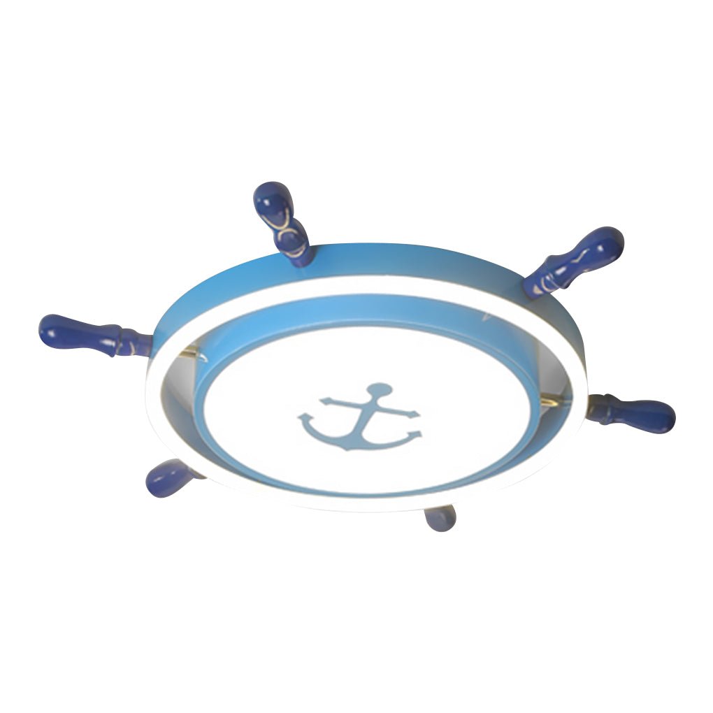 Mediterranean Nautical Rudder LED Ceiling Light for Kids Bedroom High Transmittance Acrylic Fixture