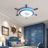 Mediterranean Nautical Rudder LED Ceiling Light for Kids Bedroom High Transmittance Acrylic Fixture