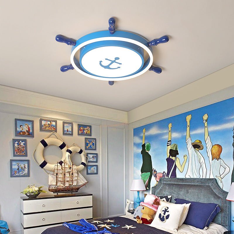 Mediterranean Nautical Rudder LED Ceiling Light for Kids Bedroom High Transmittance Acrylic Fixture