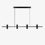 Meta Parallel Modern Linear LED Pendant Light with Natural Black Stone and Copper Accents
