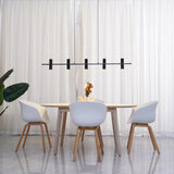 Meta Parallel Modern Linear LED Pendant Light with Natural Black Stone and Copper Accents