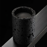 Meta Parallel Modern Linear LED Pendant Light with Natural Black Stone and Copper Accents