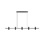 Meta Parallel Modern Linear LED Pendant Light with Natural Black Stone and Copper Accents