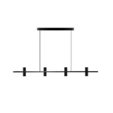 Meta Parallel Modern Linear LED Pendant Light with Natural Black Stone and Copper Accents