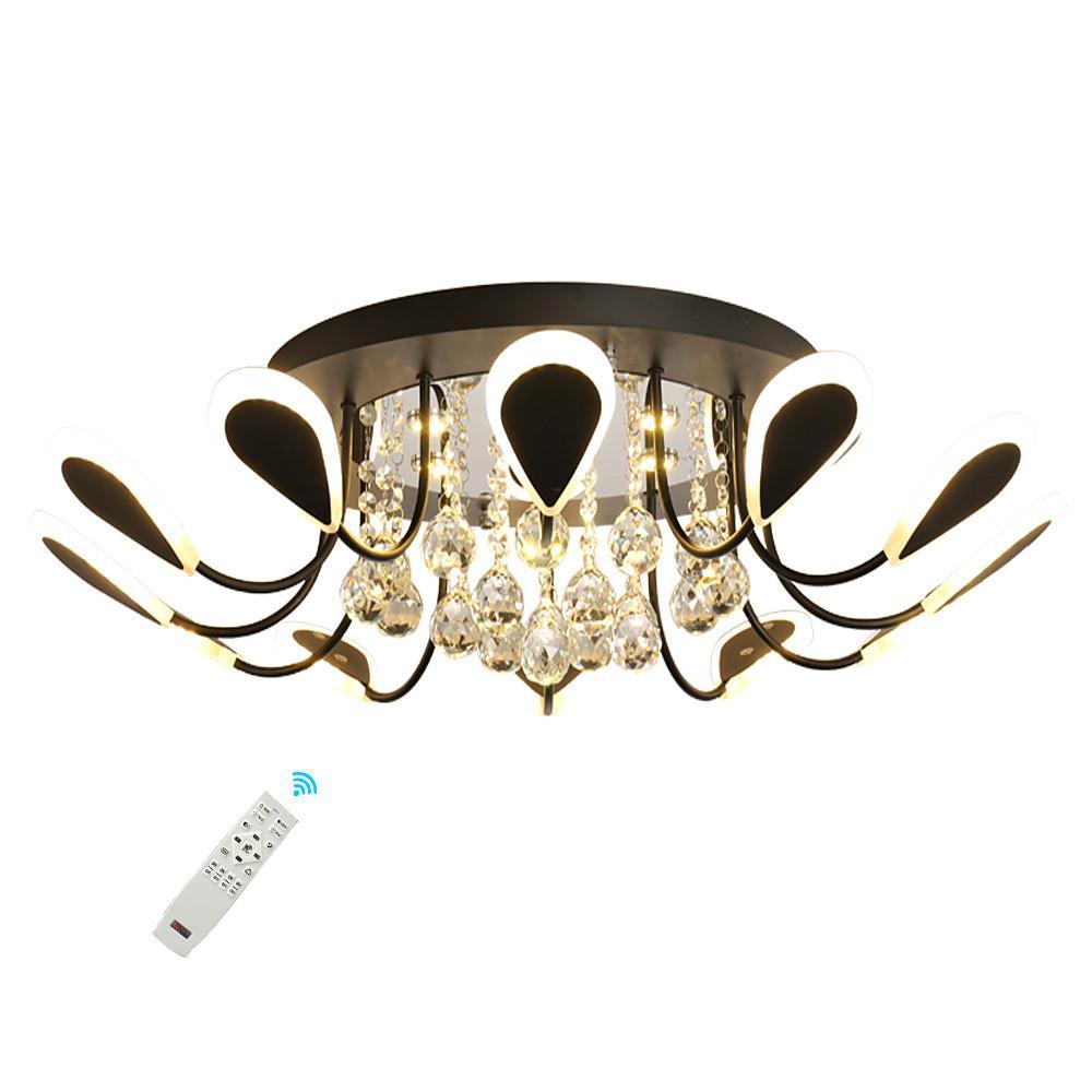 Modern Flower Petal Dimmable LED Crystal Flush Mount Ceiling Lamp