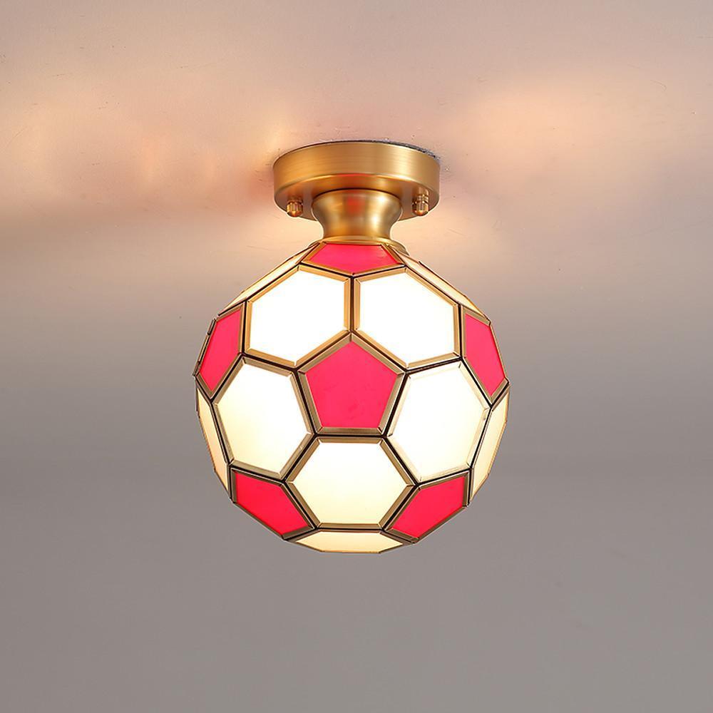 Modern Football Glass Flush Mount Ceiling Light Fixture for Kids Bedroom and Playroom
