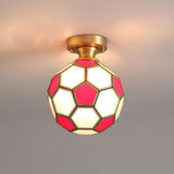 Modern Football Glass Flush Mount Ceiling Light Fixture for Kids Bedroom and Playroom