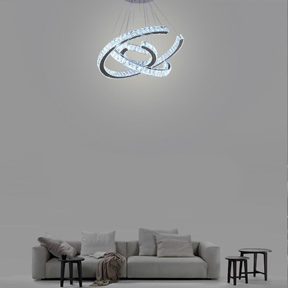 Modern Wave Crystal LED Flush Mount Ceiling Light Stainless Steel Fixture for Dining Room