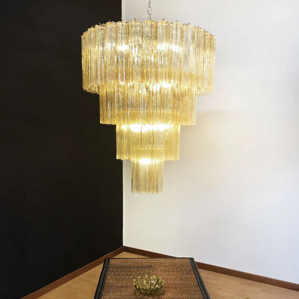 mid-century-amber-murano-style-glass-tube-chandelier-for-modern-dining-rooms