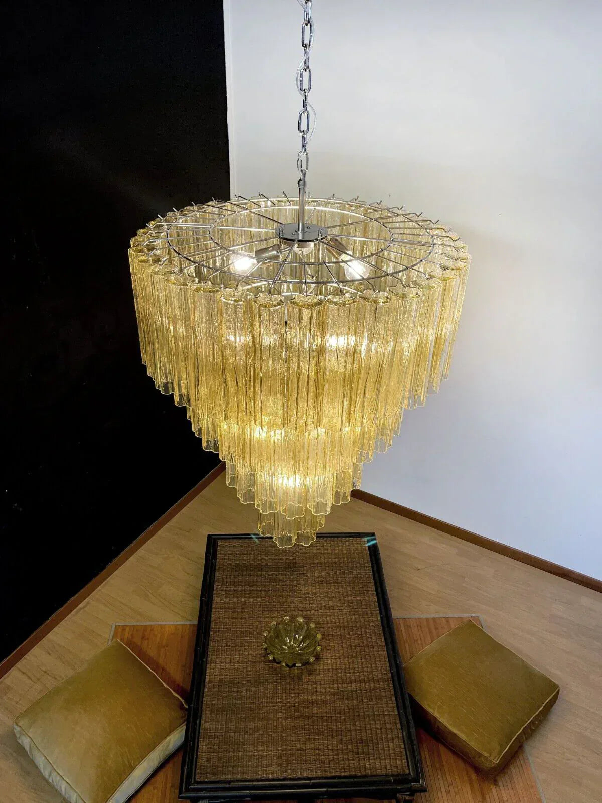 mid-century-amber-murano-style-glass-tube-chandelier-for-modern-dining-rooms