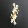 Mid Century Gold Gingko Flower Wall Sconce with Elegant White Ceramic Details for Indoor Lighting