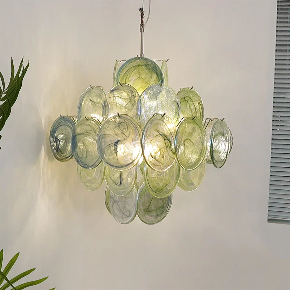 mid-century-green-murano-glass-disk-chandelier-vintage-style-hanging-ceiling-light