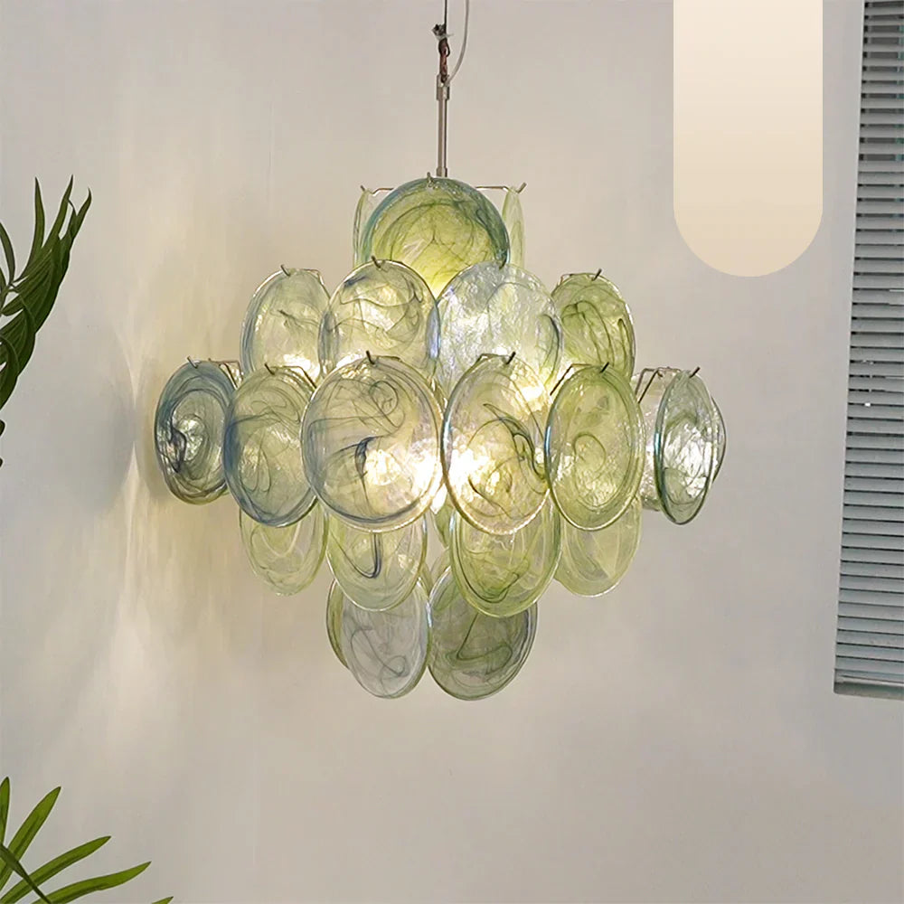 mid-century-green-murano-glass-disk-chandelier-vintage-style-hanging-ceiling-light