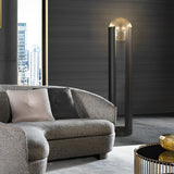 Mid Century Modern Amber Glass Ball Table and Floor Lamp with Black Metal Base