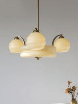Mid Century Modern Art Deco Chandelier with Glass Globe Shades Vintage Electrolier Pendant Light