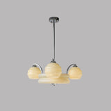 Mid Century Modern Art Deco Chandelier with Glass Globe Shades Vintage Electrolier Pendant Light