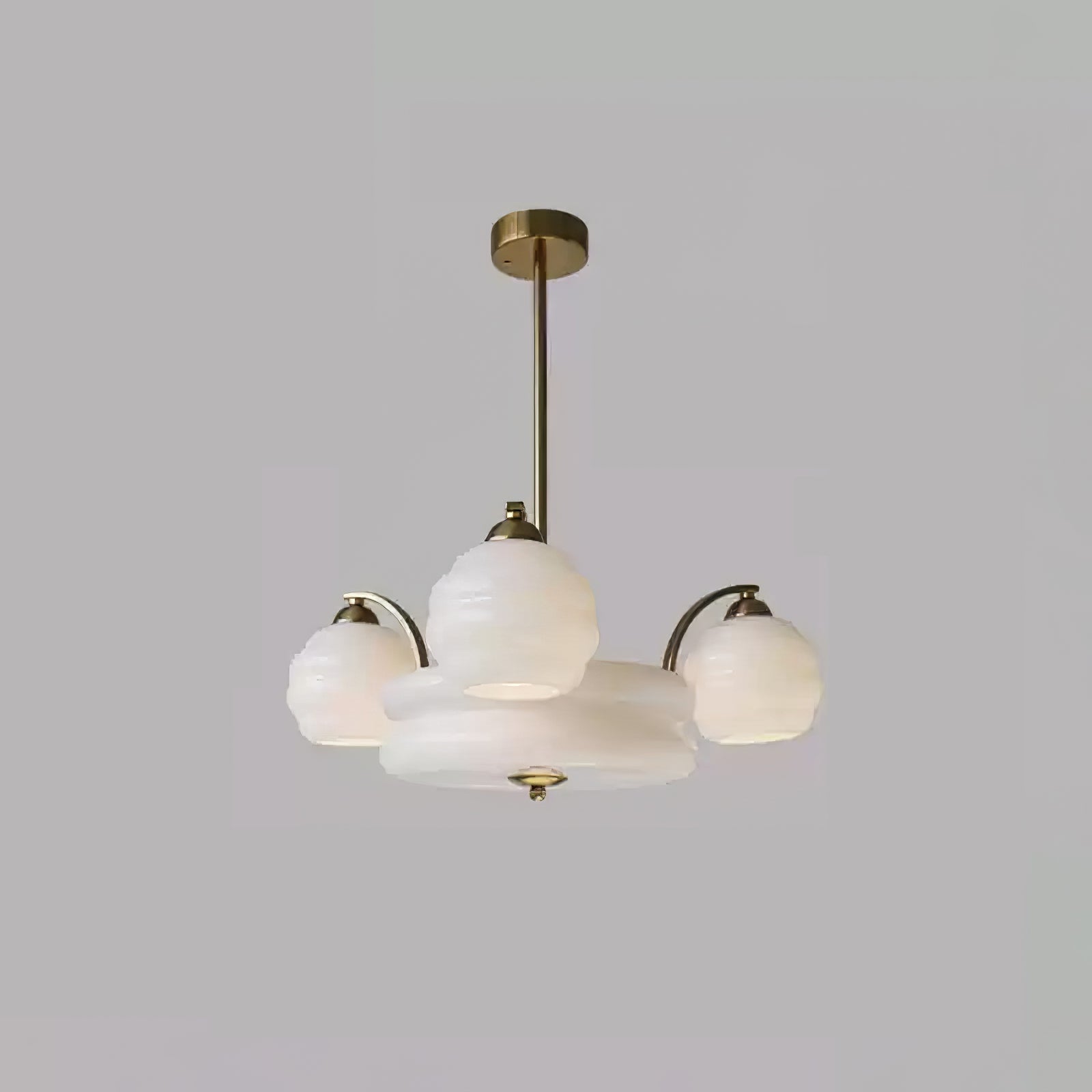 Mid Century Modern Art Deco Chandelier with Glass Globe Shades Vintage Electrolier Pendant Light