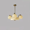 Mid Century Modern Art Deco Chandelier with Glass Globe Shades Vintage Electrolier Pendant Light
