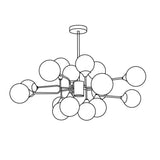 Mid Century Modern Brass Chandelier with Blown White Glass Globes and Bent Arms