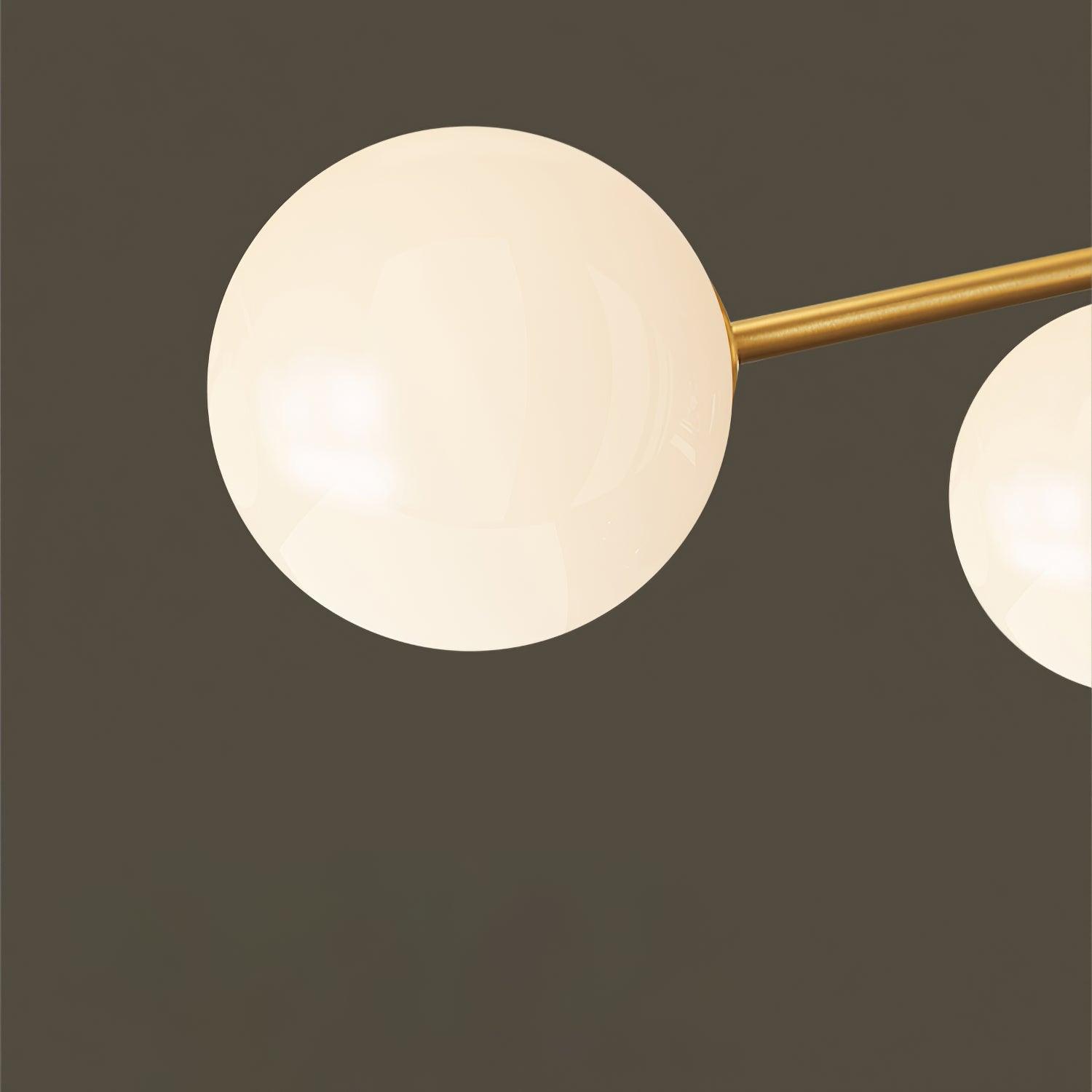 Mid Century Modern Brass Crown Chandelier with White Glass Globe Shades for Indoor Lighting