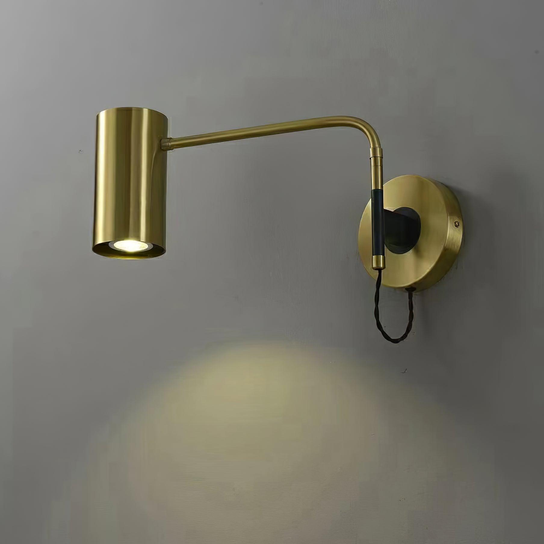 Mid Century Modern Brass Swing Arm Wall Sconce Adjustable Task Lighting Fixture