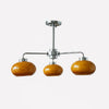 Mid Century Modern Chrome Geometric Chandelier with Oval Glass Shades for Living Room Lighting