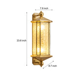 Mid Century Modern Copper Outdoor Wall Sconce with Water Glass Shade and 3 Color Dimming Modes