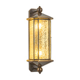 Mid Century Modern Copper Outdoor Wall Sconce with Water Glass Shade and 3 Color Dimming Modes